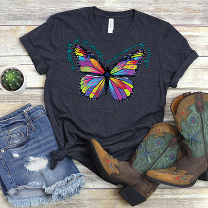 Colorful Butterfly T-Shirt, Neon Butterfly Tee