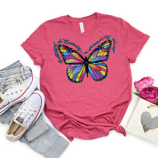 Colorful Butterfly T-Shirt, Neon Butterfly Tee