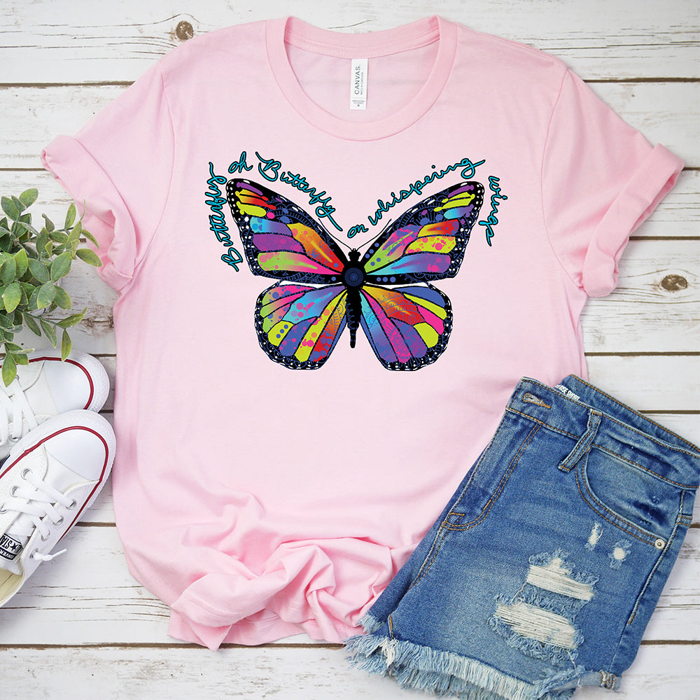 Colorful Butterfly T-Shirt, Neon Butterfly Tee