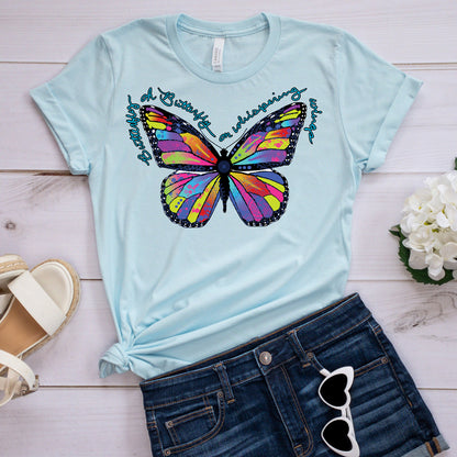 Colorful Butterfly T-Shirt, Neon Butterfly Tee