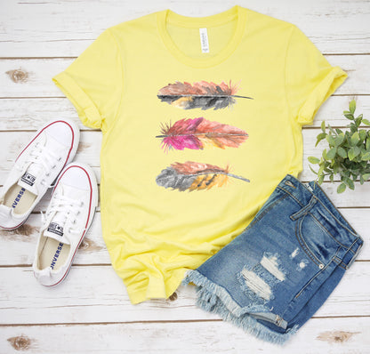 Feather T-Shirt, Colorful Feather Tee