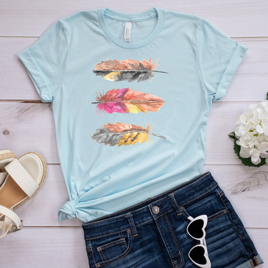 Feather T-Shirt, Colorful Feather Tee