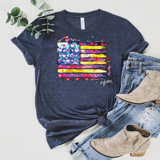 American Flag T-Shirt, Colorful Flag Tee