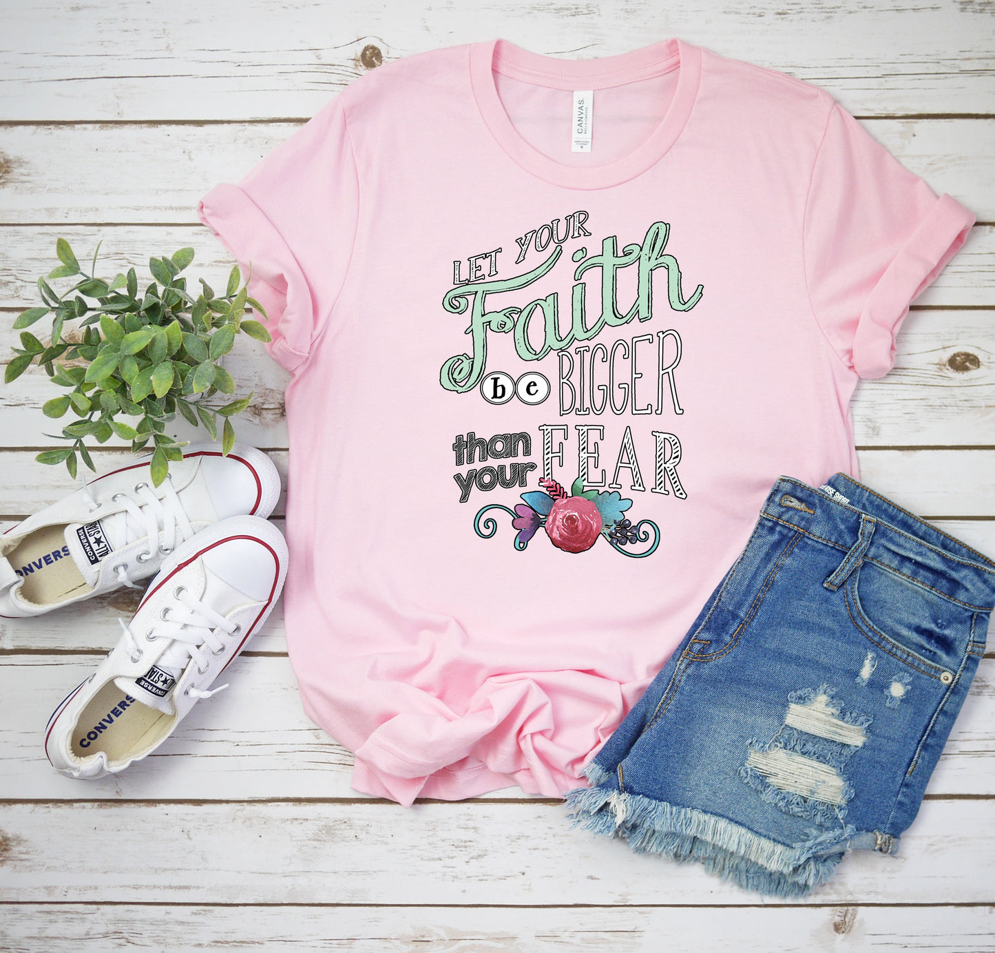 Inspirational T-Shirt, Let Your Faith Be Bigger Than Your Fear Tee
