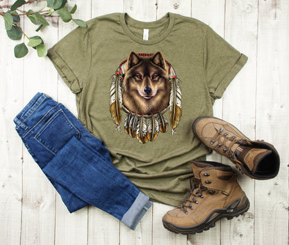 Southwest T-Shirt, Wolf Dreamcatcher Tee