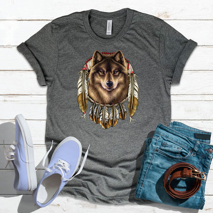 Southwest T-Shirt, Wolf Dreamcatcher Tee