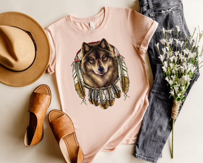 Southwest T-Shirt, Wolf Dreamcatcher Tee