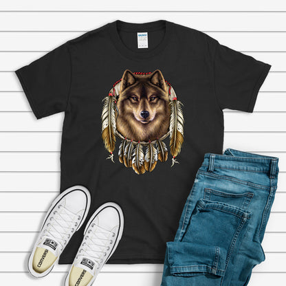 Southwest T-Shirt, Wolf Dreamcatcher Tee