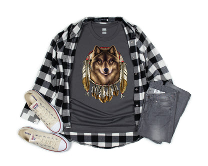 Southwest T-Shirt, Wolf Dreamcatcher Tee