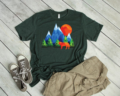 Nature T-Shirt, Geometric Wolf Tee