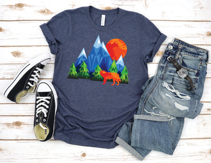 Nature T-Shirt, Geometric Wolf Tee