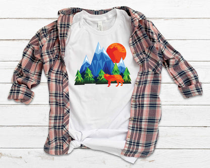 Nature T-Shirt, Geometric Wolf Tee