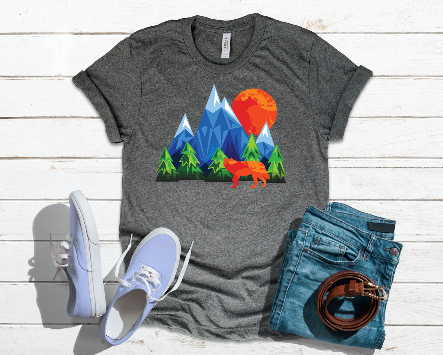 Nature T-Shirt, Geometric Wolf Tee