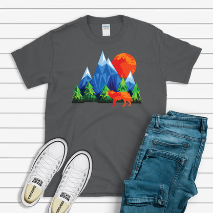 Nature T-Shirt, Geometric Wolf Tee