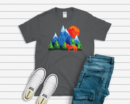 Nature T-Shirt, Geometric Wolf Tee