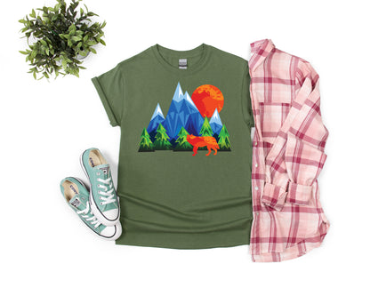 Nature T-Shirt, Geometric Wolf Tee