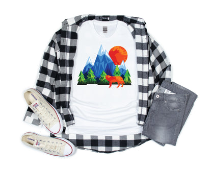 Nature T-Shirt, Geometric Wolf Tee