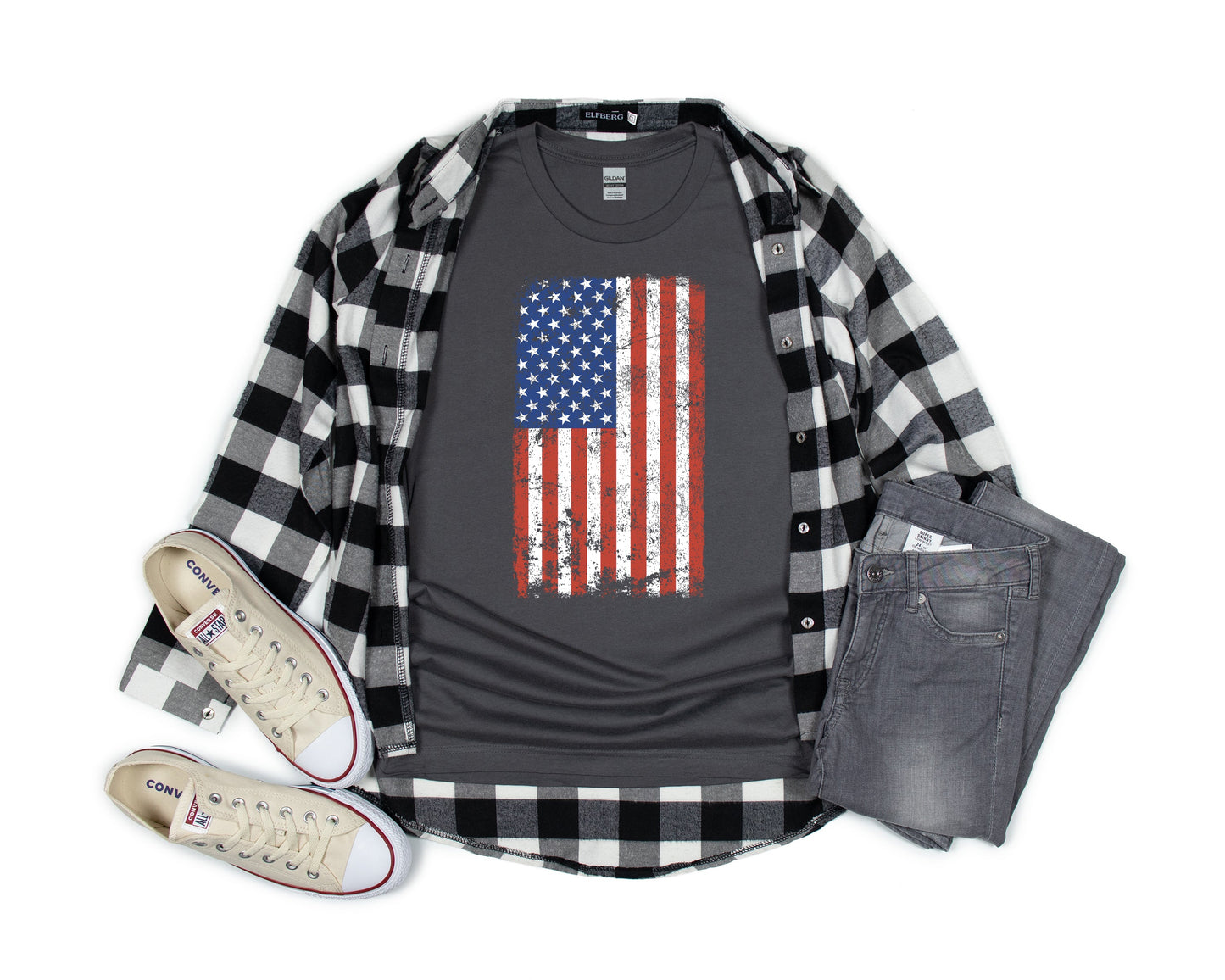 American Pride T-Shirt, American Flag Vertical, Grunge Tee