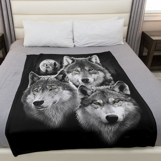 Three Wolves Portrait 50" x 60" Fleece Blanket