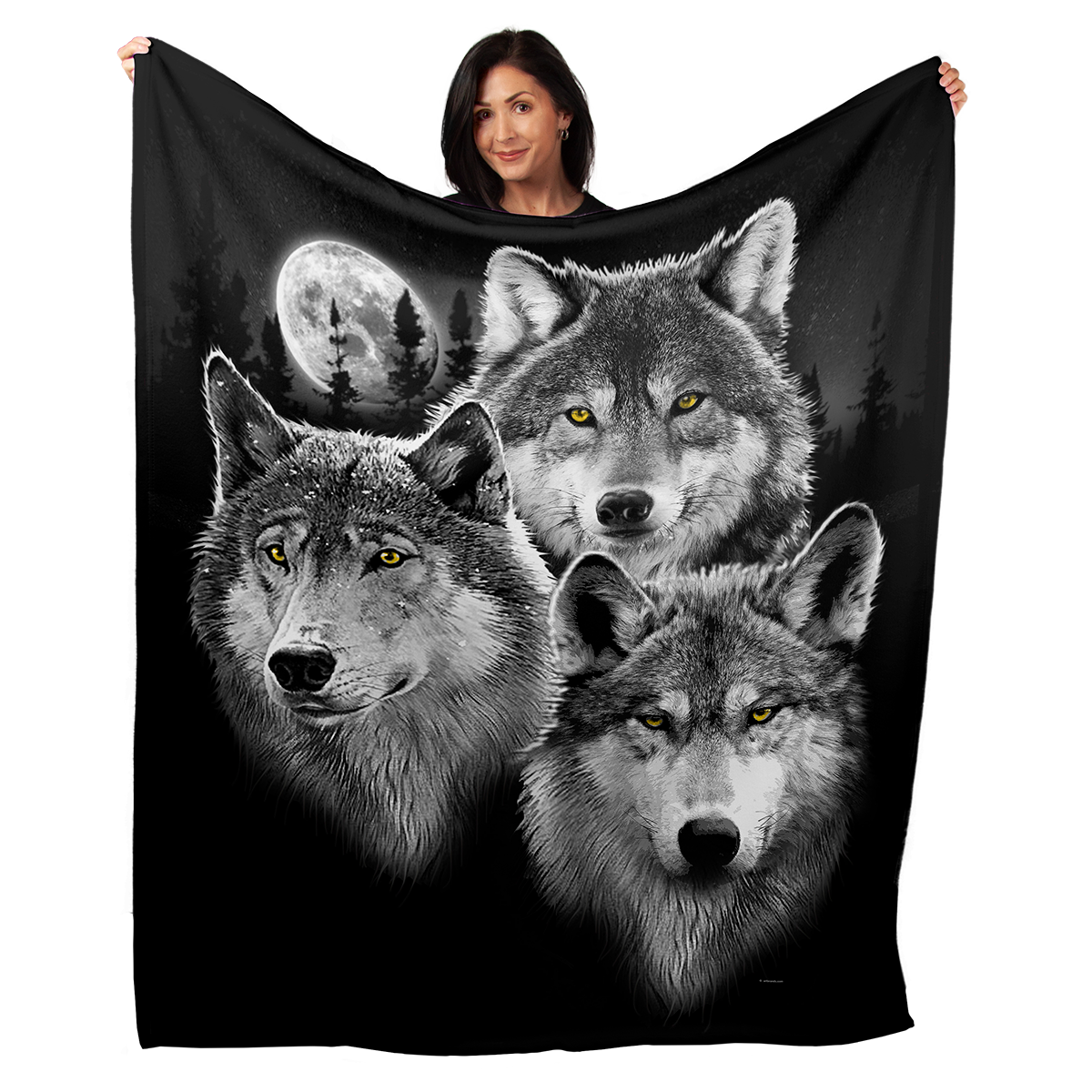 Three Wolves Portrait 50" x 60" Fleece Blanket