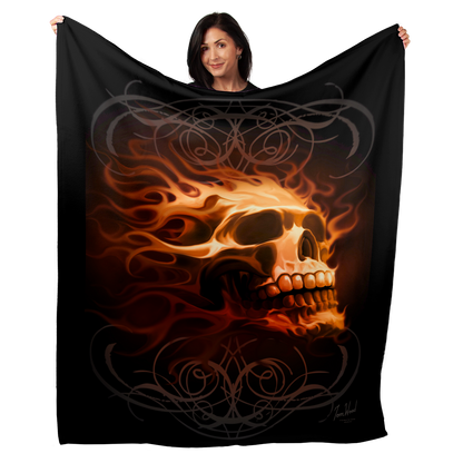 Fire Skull 50" x 60" Fleece Blanket