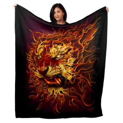 Fire Tiger 50" x 60" Fleece Blanket