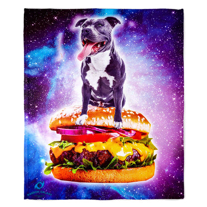 Galaxy Pitbull Riding Hamburger 50" x 60" Fleece Blanket