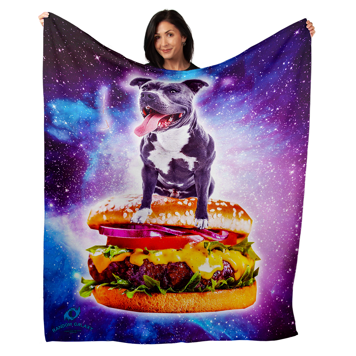 Galaxy Pitbull Riding Hamburger 50" x 60" Fleece Blanket