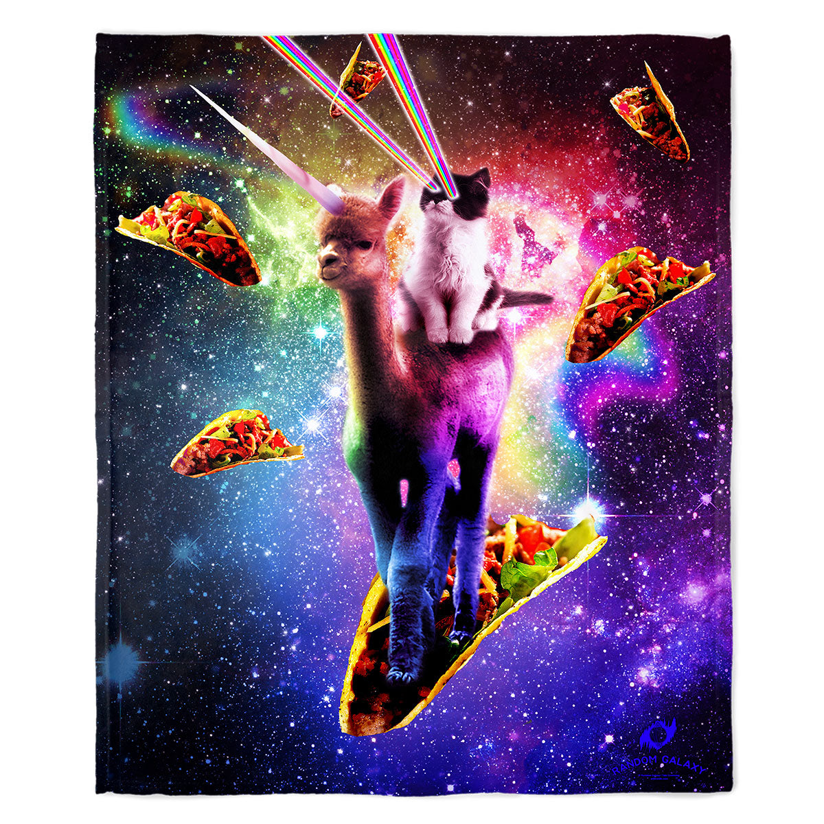 Cosmic Cat Riding Alpacacorn 50" x 60" Fleece Blanket