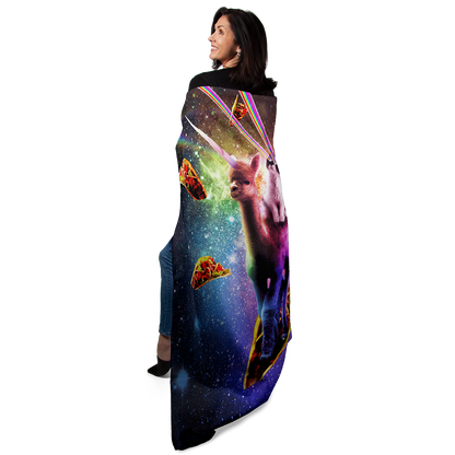 Cosmic Cat Riding Alpacacorn 50" x 60" Fleece Blanket