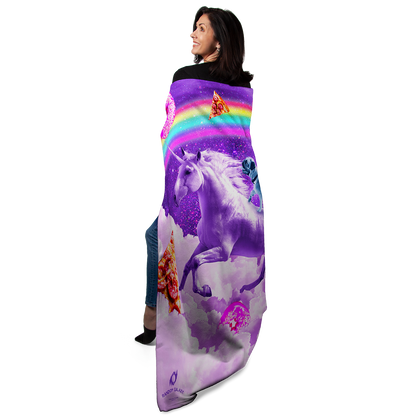 Rainbow Pug Riding a Unicorn 50" x 60" Fleece Blanket