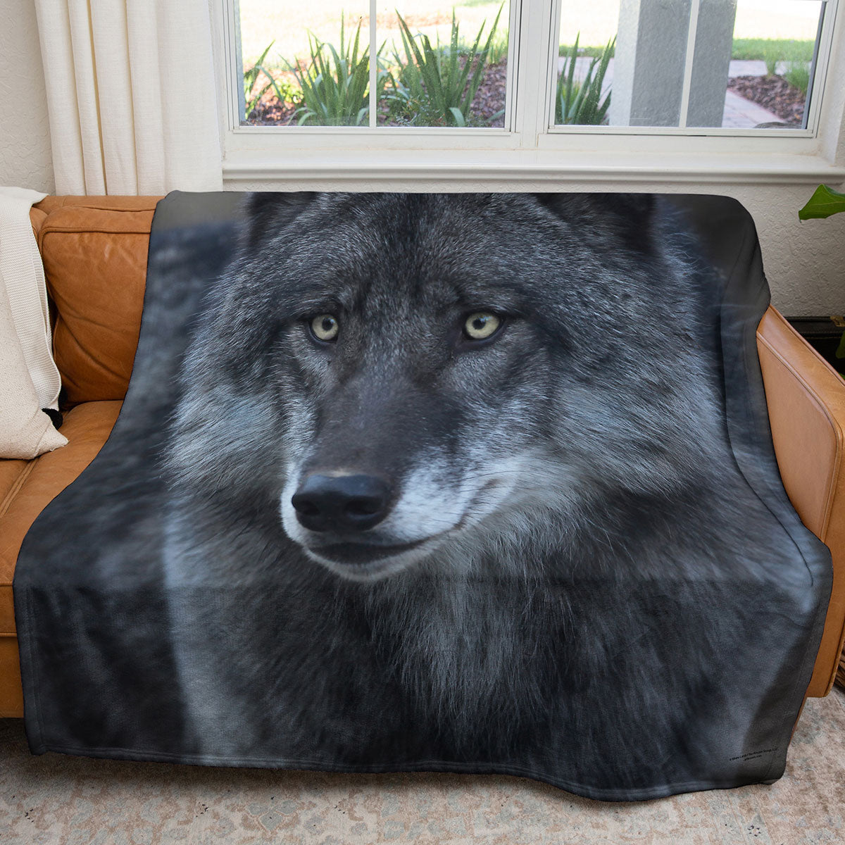 Black Wolf Portrait 50" x 60" Fleece Blanket