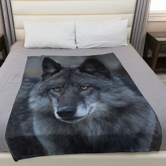 Black Wolf Portrait 50" x 60" Fleece Blanket