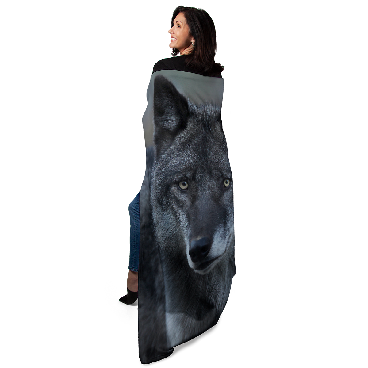 Black Wolf Portrait 50" x 60" Fleece Blanket