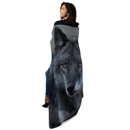 Black Wolf Portrait 50" x 60" Fleece Blanket