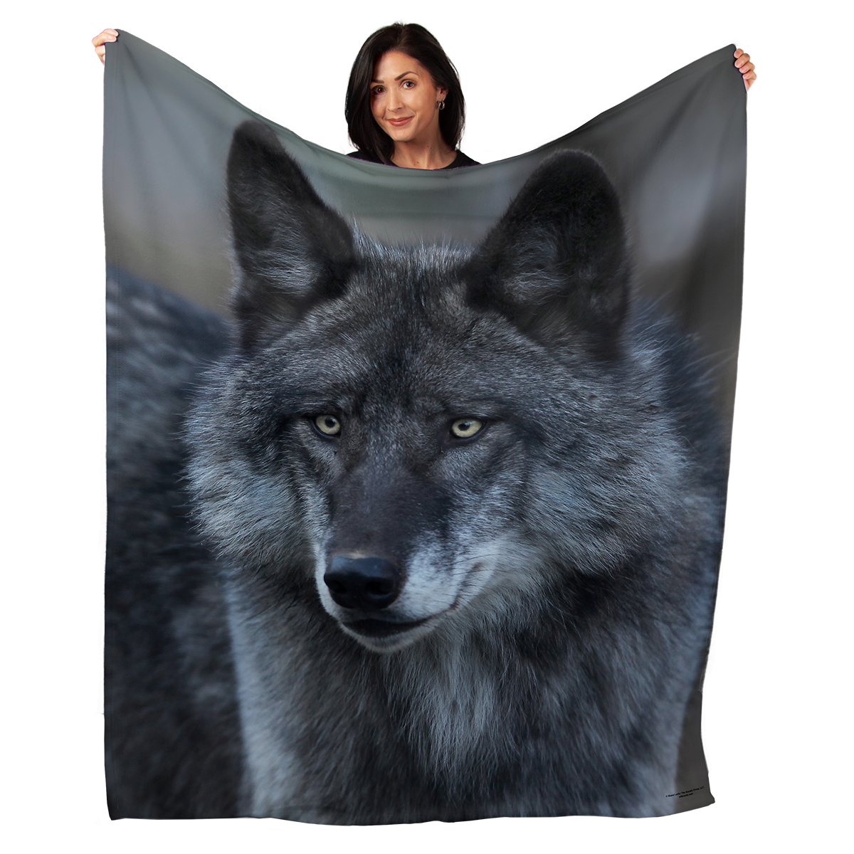 Black Wolf Portrait 50" x 60" Fleece Blanket