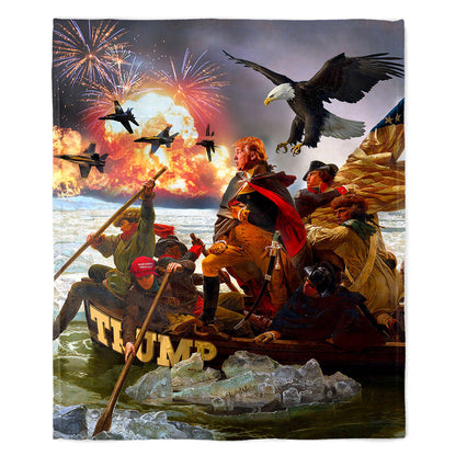 Trump Crossing the Delaware 50" x 60" Fleece Blanket