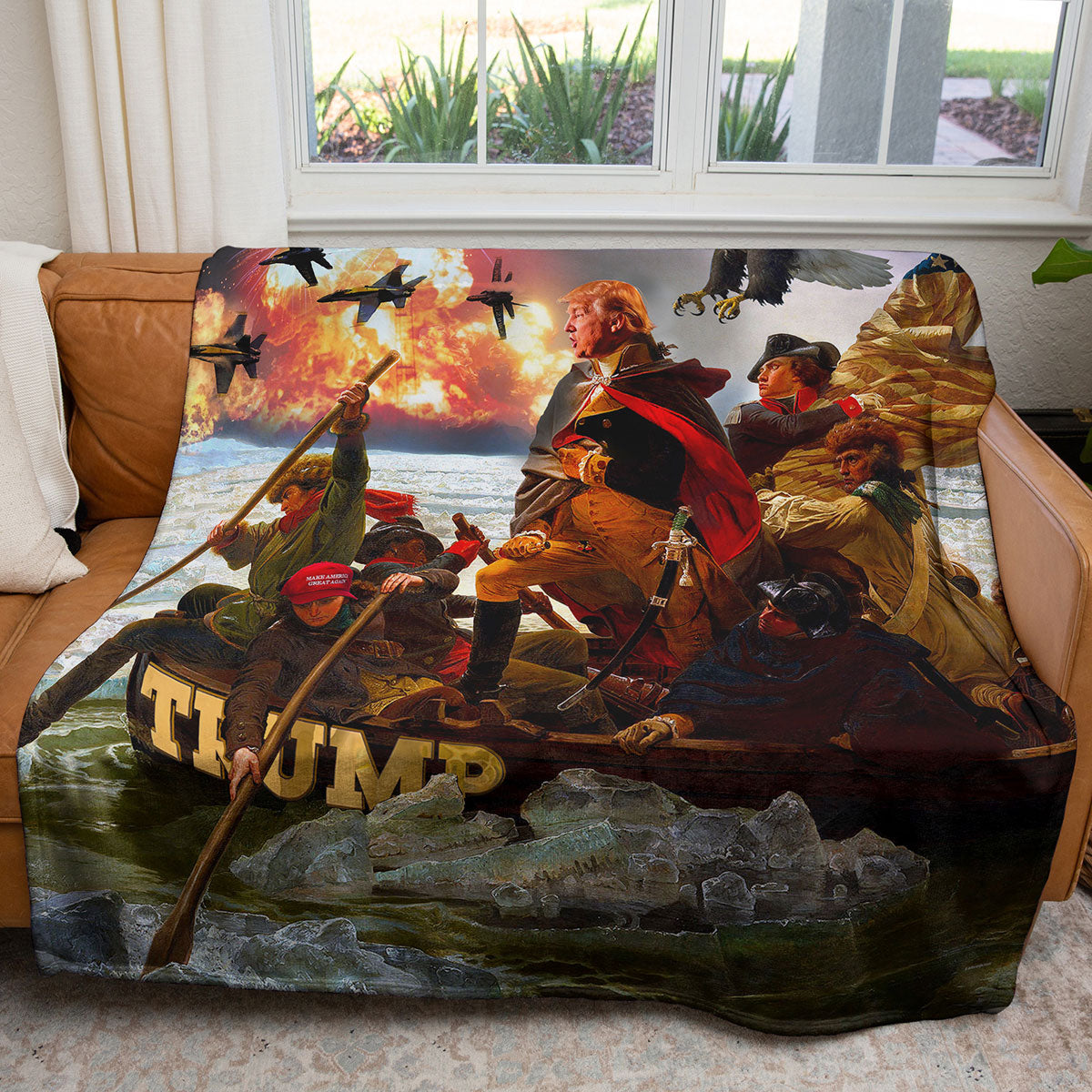 Trump Crossing the Delaware 50" x 60" Fleece Blanket