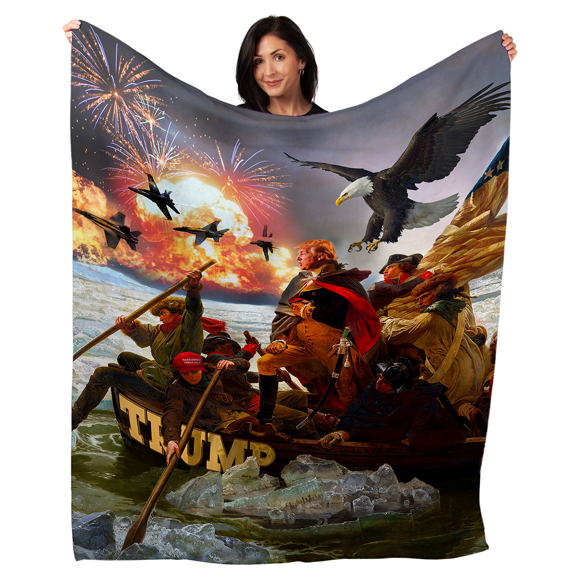 Trump Crossing the Delaware 50" x 60" Fleece Blanket