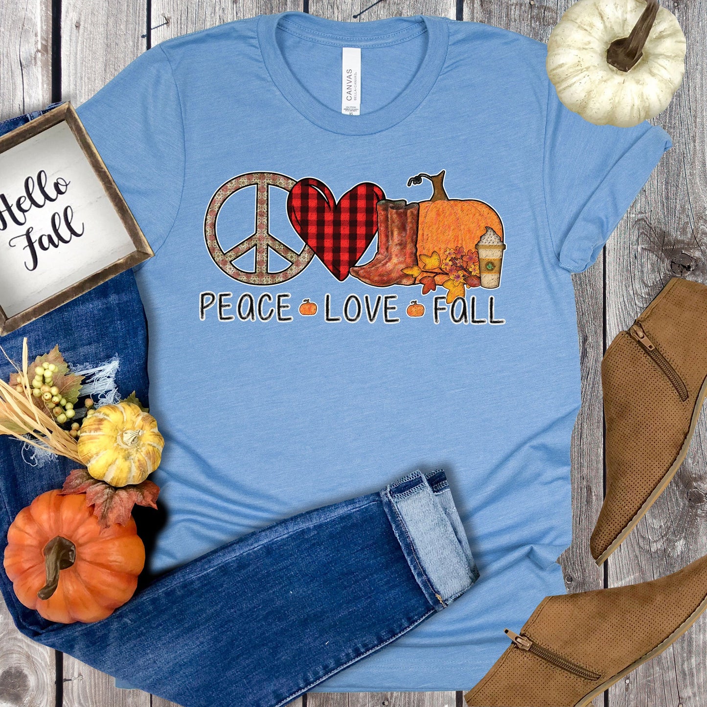 Peace Love Fall T-shirt, Autumn Tee