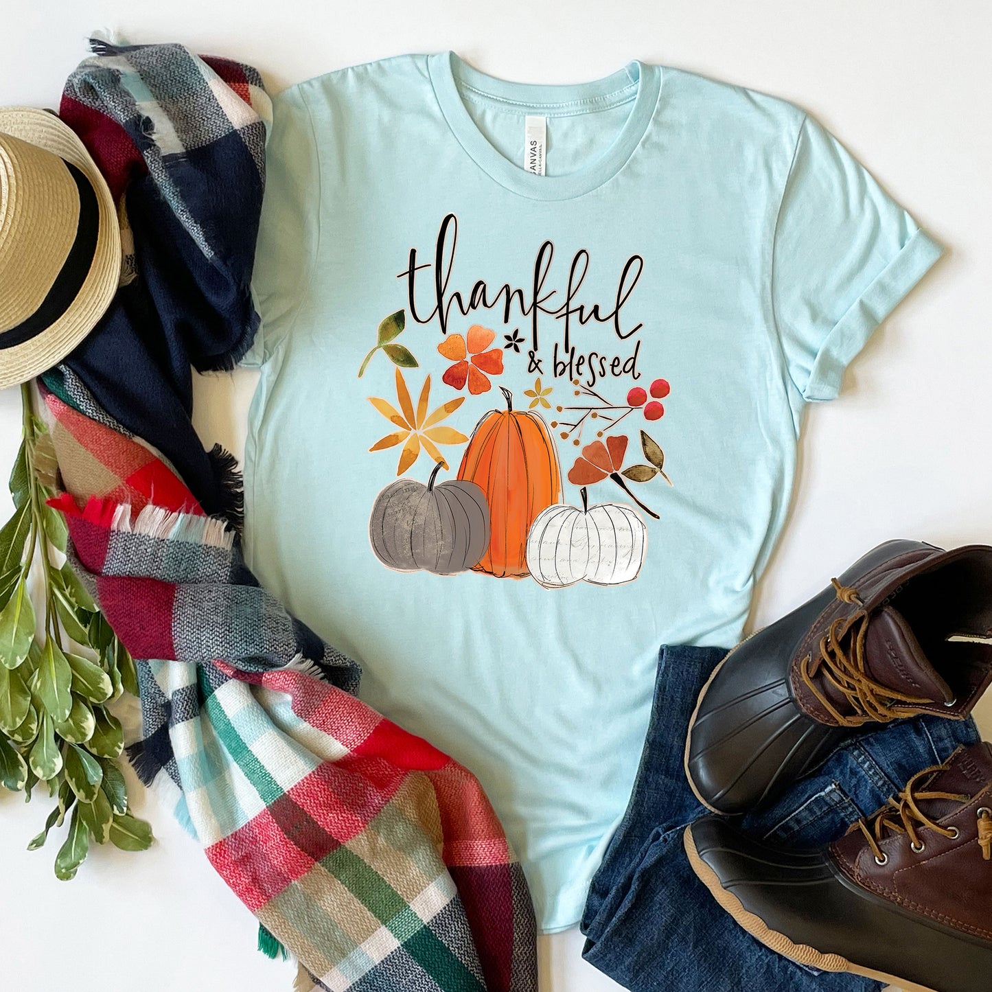 Thankful & Blessed T-shirt, Autumn Tee