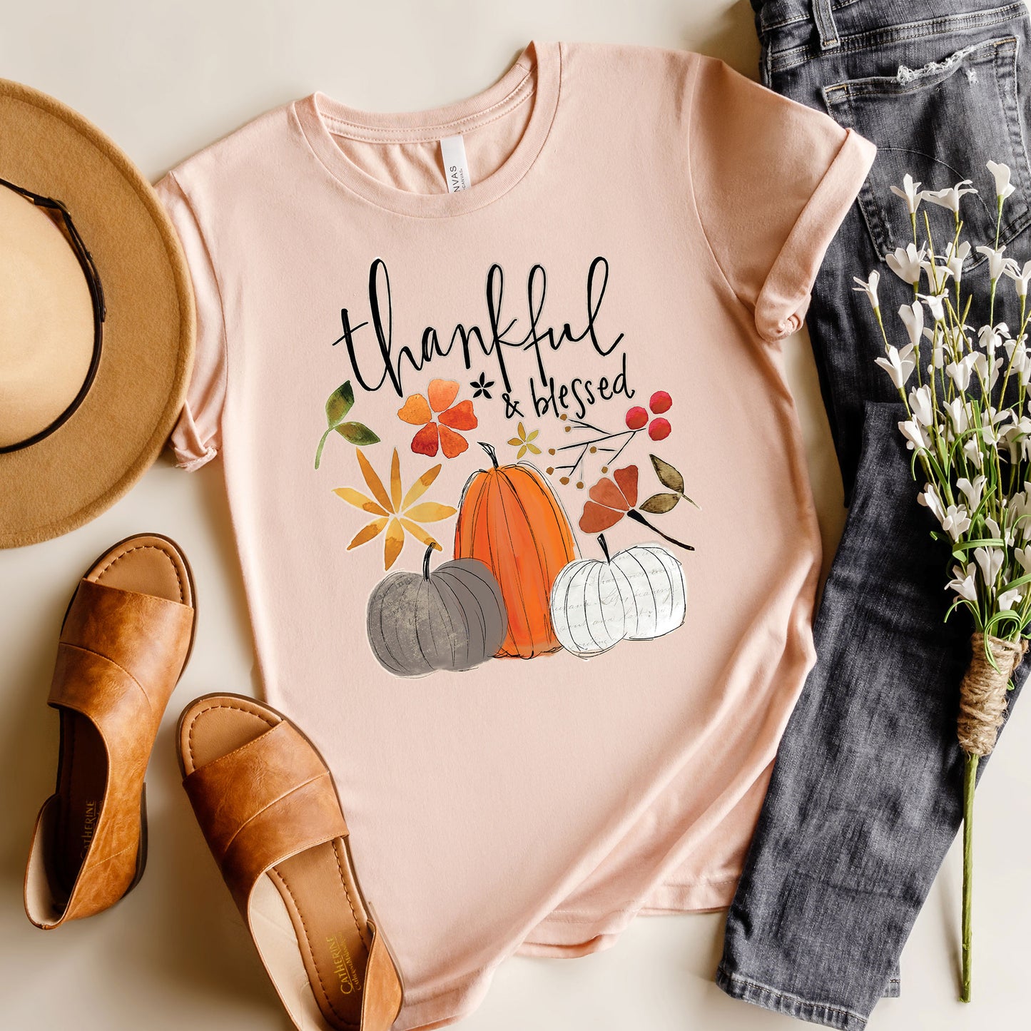 Thankful & Blessed T-shirt, Autumn Tee