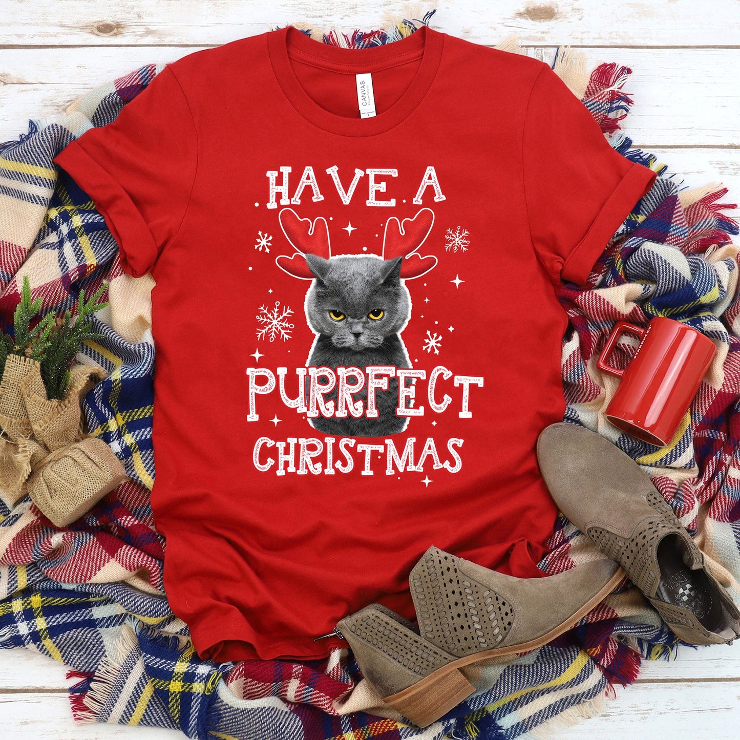 Purrfect Christmas T-shirt, Christmas Tee