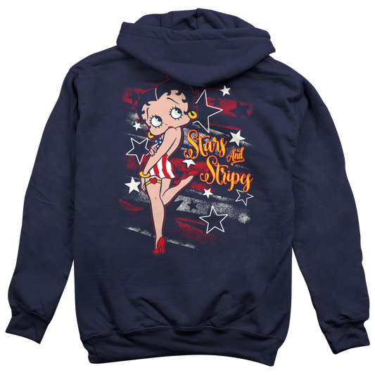 Stars & Stripes Betty Hoodie, Betty Boop Hooded Sweatshirt