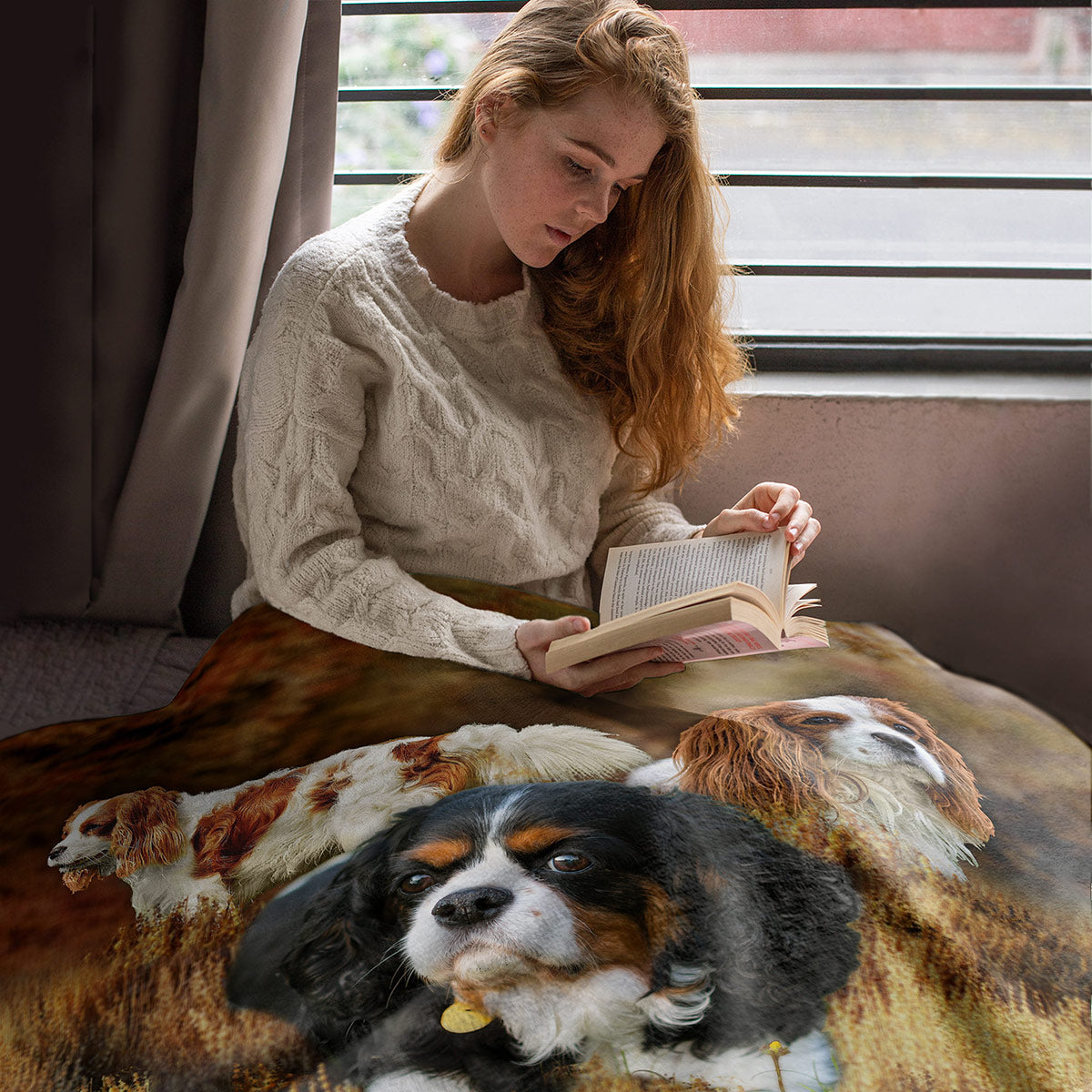 50" x 60" King Charles Spaniel Plush Minky Blanket