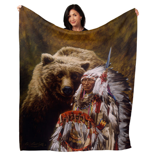 50" x 60" My Brother The Grizzly Plush Minky Blanket