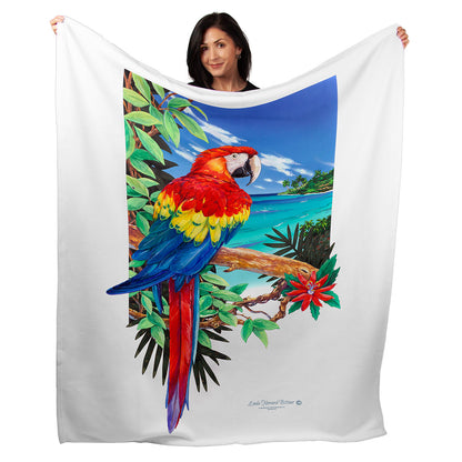 50" x 60" Scarlet Macaw Plush Minky Blanket