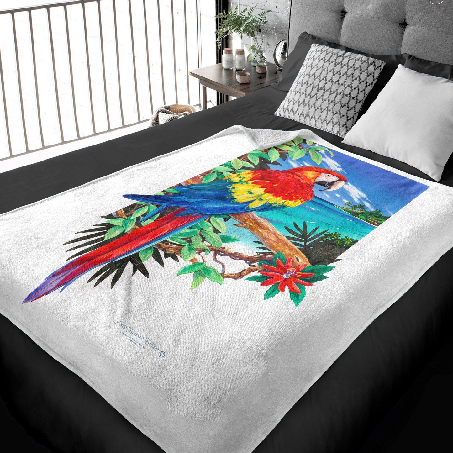 50" x 60" Scarlet Macaw Plush Minky Blanket