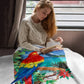 50" x 60" Scarlet Macaw Plush Minky Blanket