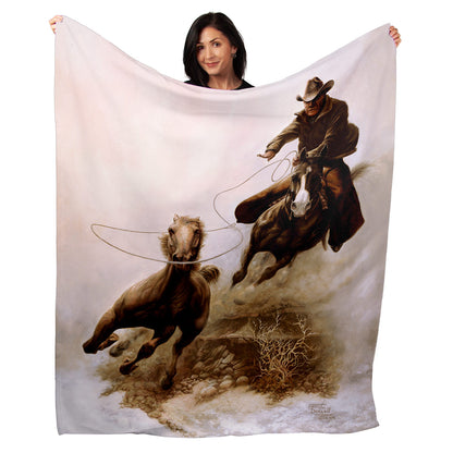 50" x 60" Roping The Stallion Plush Minky Blanket